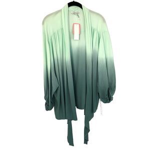 Young Fabulous & Broke boho green ombre puff sleeve wrap jacket top size Med NWT